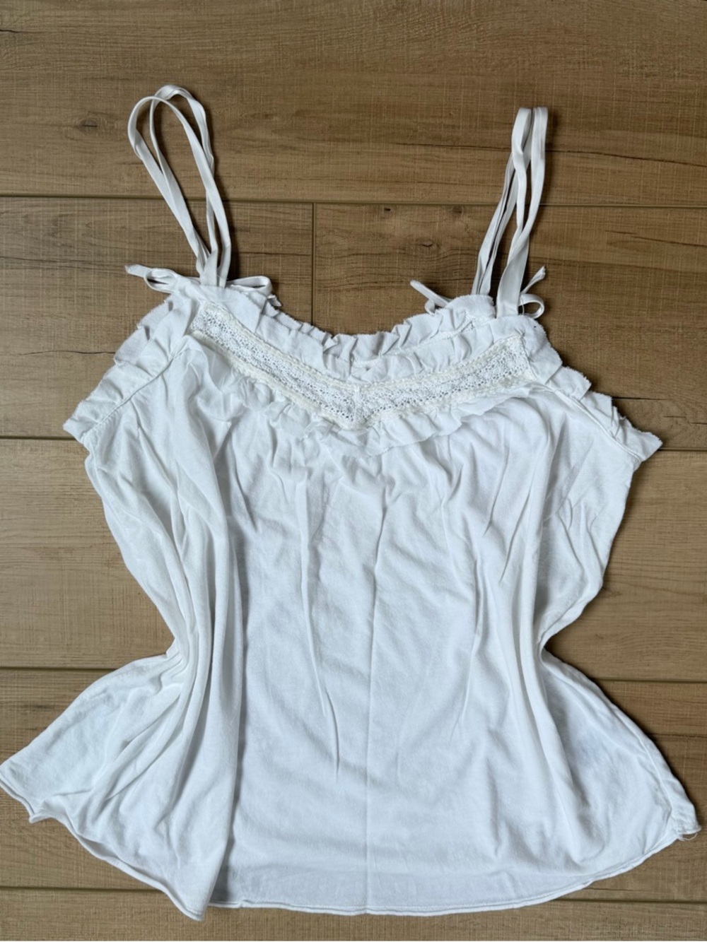 Joie White Lace Tiered Ruffle Cotton Camisole Top Eyelet Lace White Size L